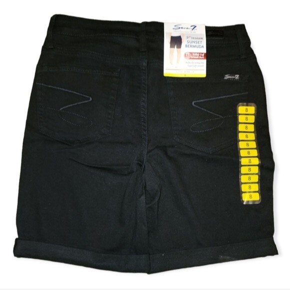 Seven7 Black Super Soft Stretch Rolled Cuff Sunset Bermuda Shorts Size 8 - Picture 3 of 11